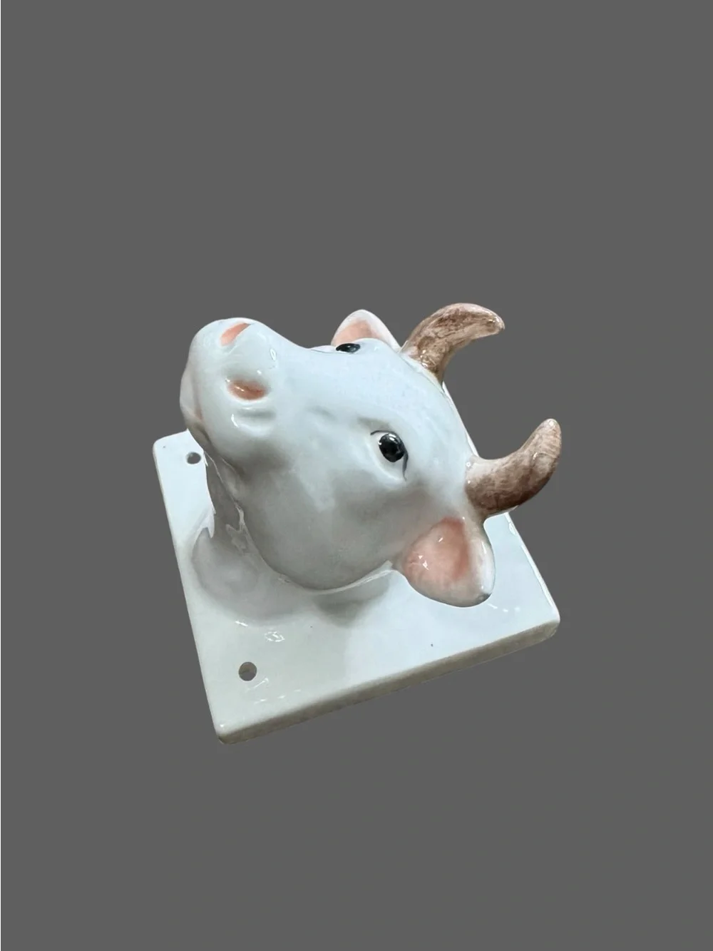 Ceramic Pig and Cow Wall Hooks - White and Pink Home Wall Decor